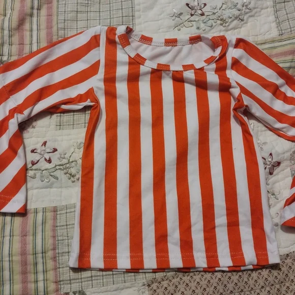Orange and White Striped Kids Shirt - Picture 1 of 4